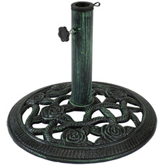 Heavy-Duty Rose Blossom Umbrella Base Stand - 16" Bronze