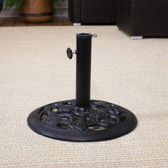 Heavy-Duty Rose Blossom Umbrella Base Stand - 16" Bronze