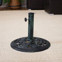 Heavy-Duty Rose Blossom Umbrella Base Stand - 16" Black