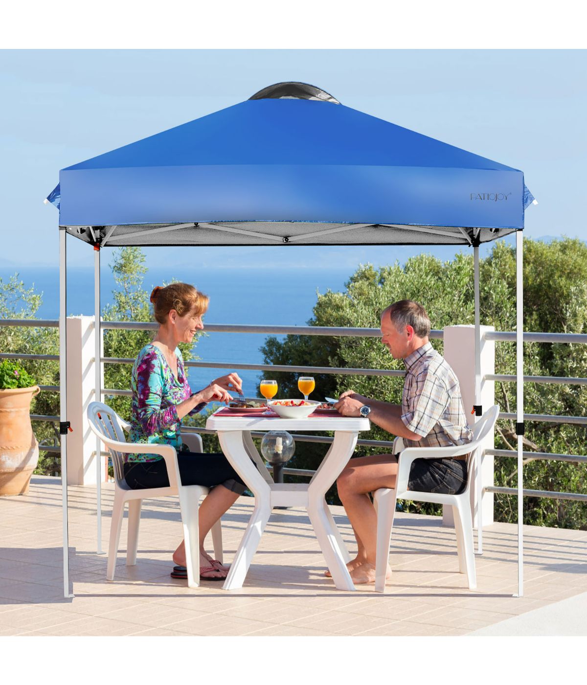  6x6 FT Pop Up Camping Sun Shelter Canopy Tent With Roller Bag Blue - Blue - Bonton