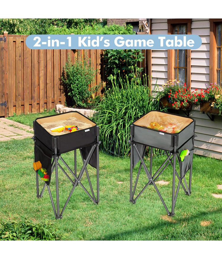 Folding Camping Tables With Storage Sink Set of 2 Black & Gray
