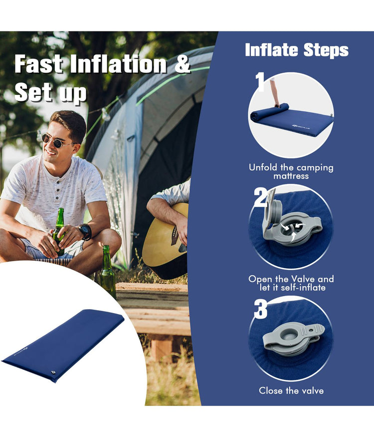 Portable & Lightweight Folding Foam Sleeping Cot For Camping Blue