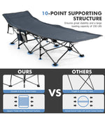 Folding Retractable Travel Camping Cot With Removable Mattress & Carry Bag Blue