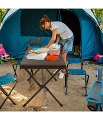 Portable Aluminum Camping Roll Up Table (4-6 Person) Brown