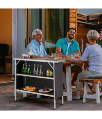 Folding Aluminum Portable Camping Table With 2-Tier Shelves Coffee