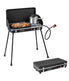  2-in-1 Propane Portable Grill 2 Burner Camping Gas Stove With Removable Leg Black - Black - Bonton