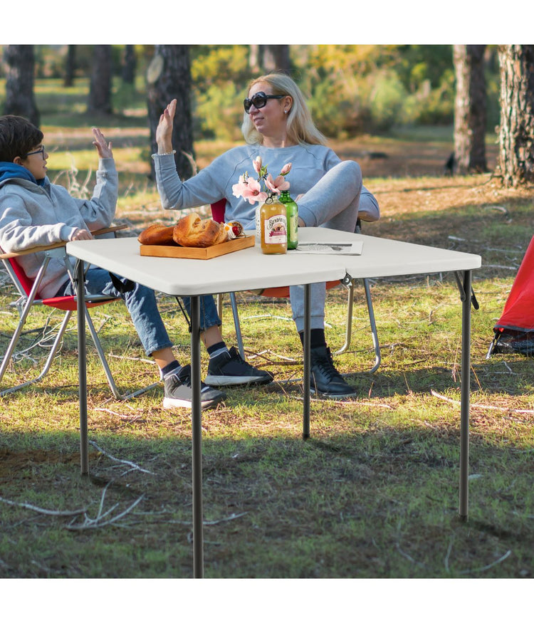 Folding Portable HDPE Camping Dining Table With Handle White