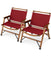 Patio Folding Camping Portable Beach Chair With Bamboo Frame Set of 2 Red