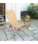 Patio Folding Camping Portable Chair Bamboo With Bag Set of 2 Natural