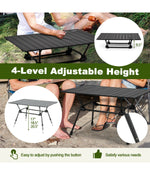 Heavy-Duty Aluminum Folding Camping Table With Carrying Bag Black