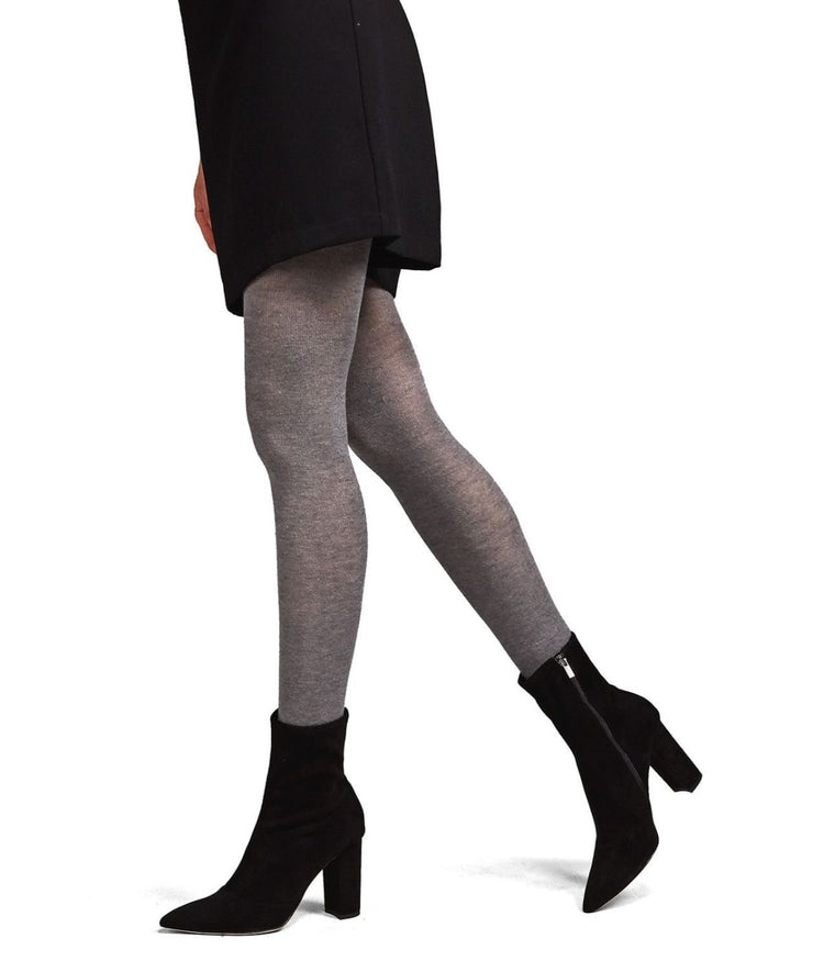 Cashmere Blend Flat Knit Sweater Tights Med Gray Heather