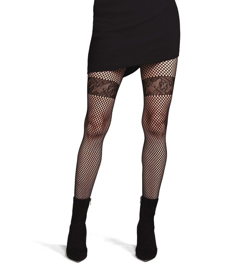 Geometric Band Tight Netted Fishnet Tights