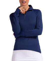 BloqUV Women's UPF 50+ Sun Protection Mock Neck Quarter Zip Top