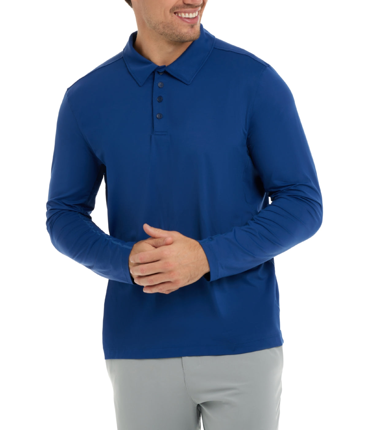  BloqUV BloqUV Men's UPF 50+ Sun Protection Collared Long Sleeve Polo - Navy - Bonton