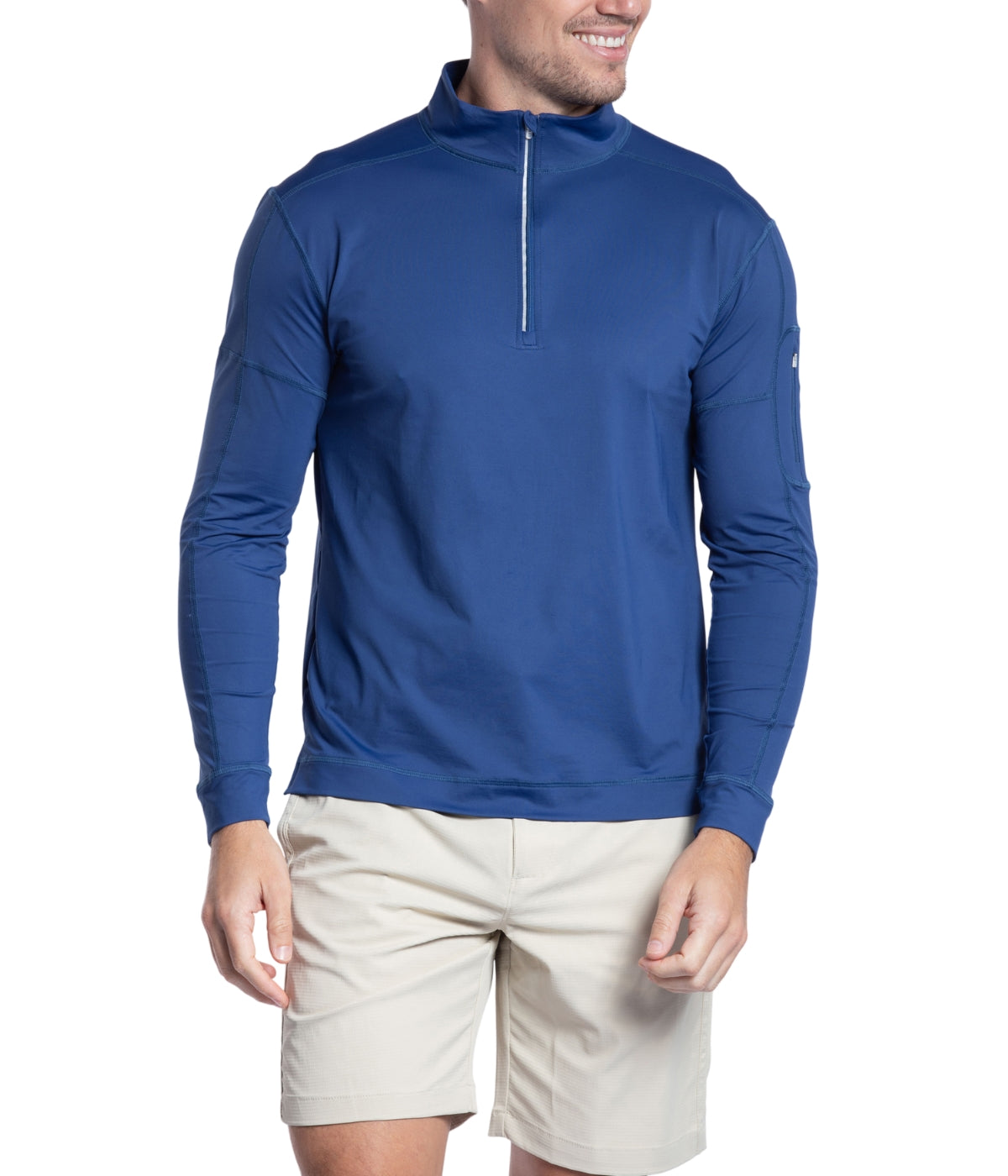  BloqUV BloqUV Men's UPF 50+ Sun Protection Long Sleeve Mock Zip Top - Navy - Bonton