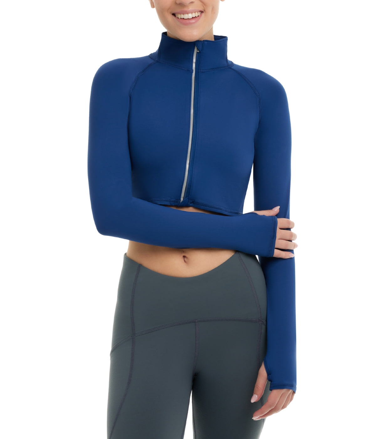  BloqUV BloqUV Women's UPF 50+ Sun Protection Full Zip Crop Top - Navy - Bonton