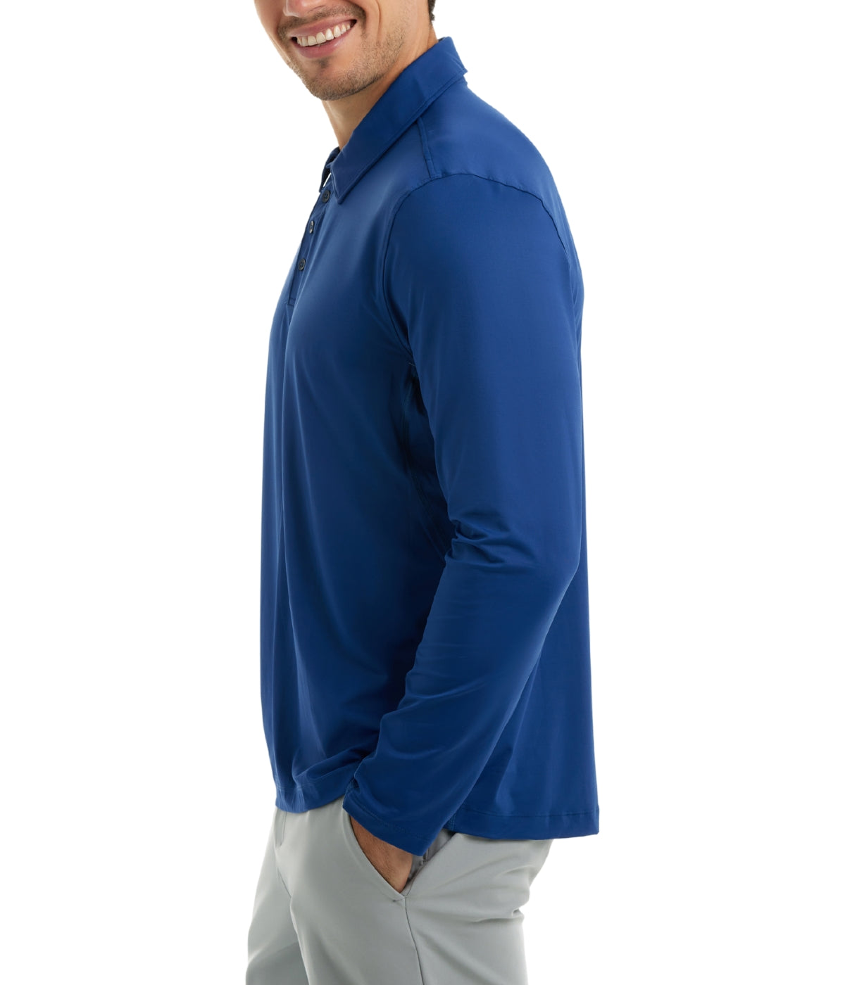  BloqUV BloqUV Men's UPF 50+ Sun Protection Collared Long Sleeve Polo - Navy - Bonton