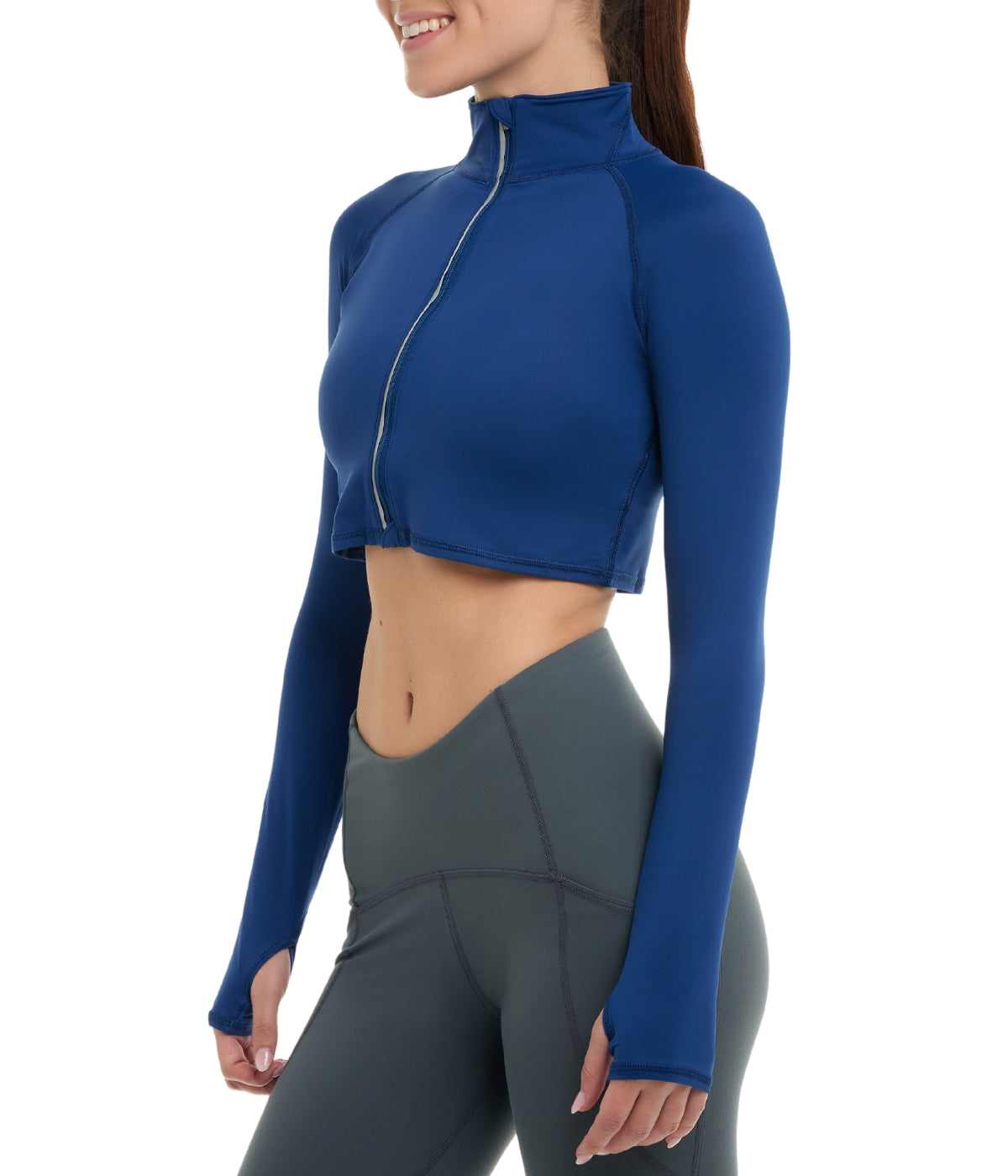  BloqUV BloqUV Women's UPF 50+ Sun Protection Full Zip Crop Top - Navy - Bonton