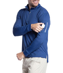 BloqUV Men's UPF 50+ Sun Protection Long Sleeve Mock Zip Top