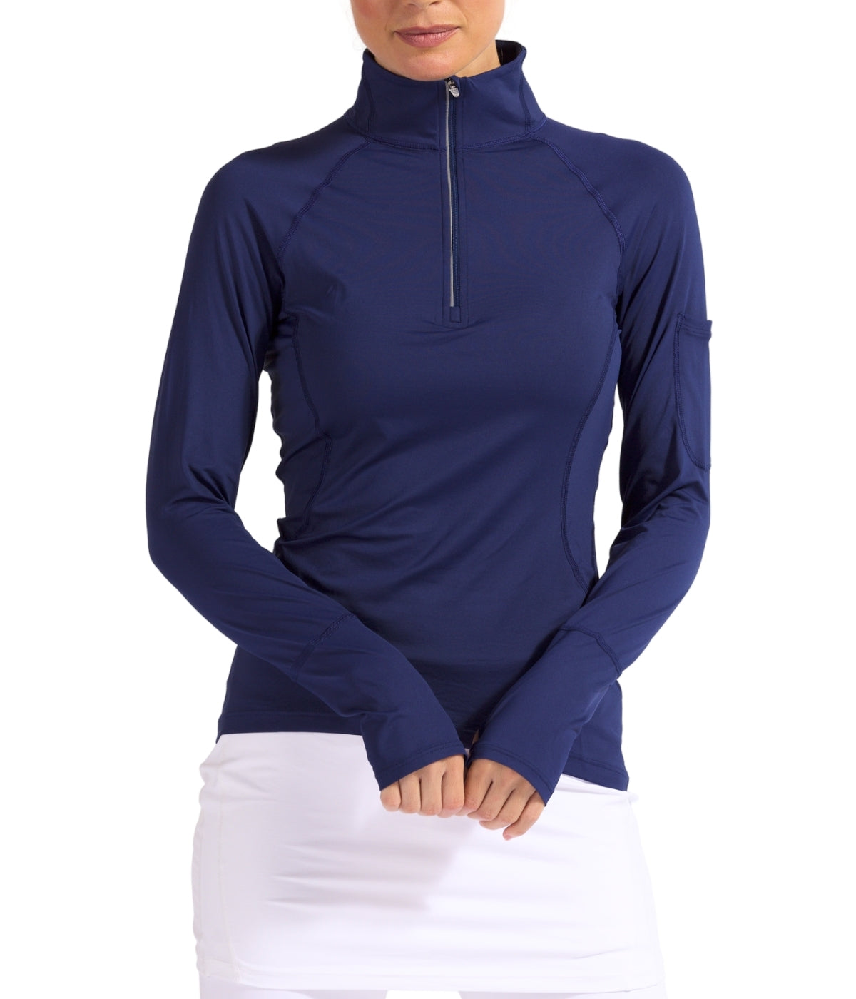  BloqUV BloqUV Women's UPF 50+ Sun Protection Mock Neck Quarter Zip Top - Navy - Bonton