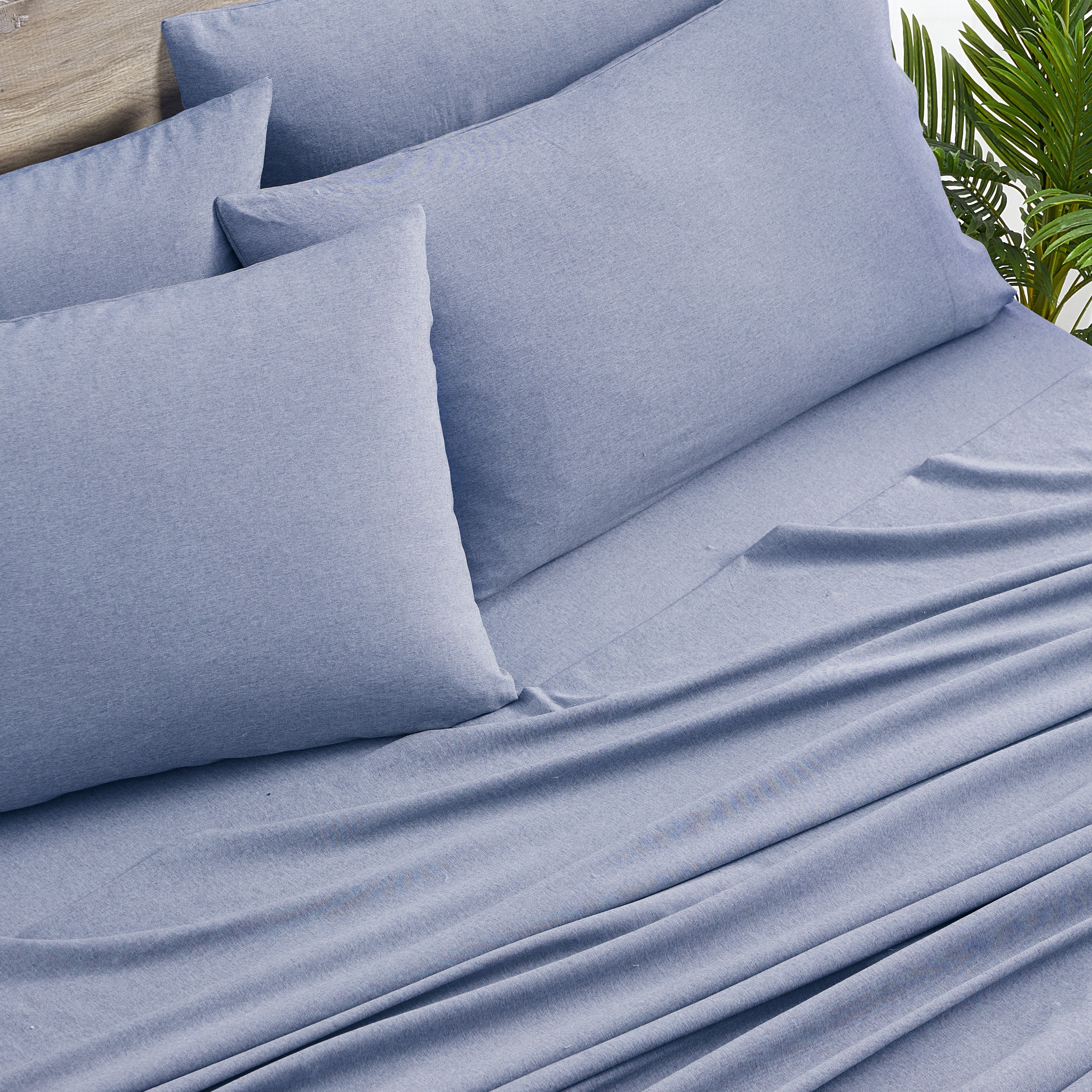  Bed Bath Fashions Bamboo 2000 Thread Count 6-Piece Chambray Sheet Set With SnugGrip - Twin - Bonton