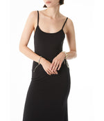 Noaum Fit and Semi Flare Midi Dress with Adjustable Straps Black