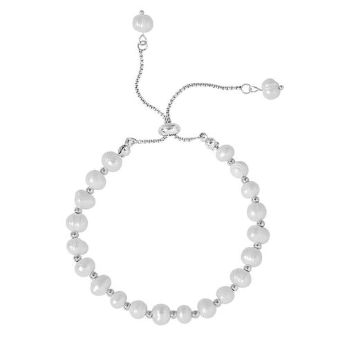  Gemesis Jewels by Edforce Beads and Pearls Bolo Bracelet - Silver - Bonton