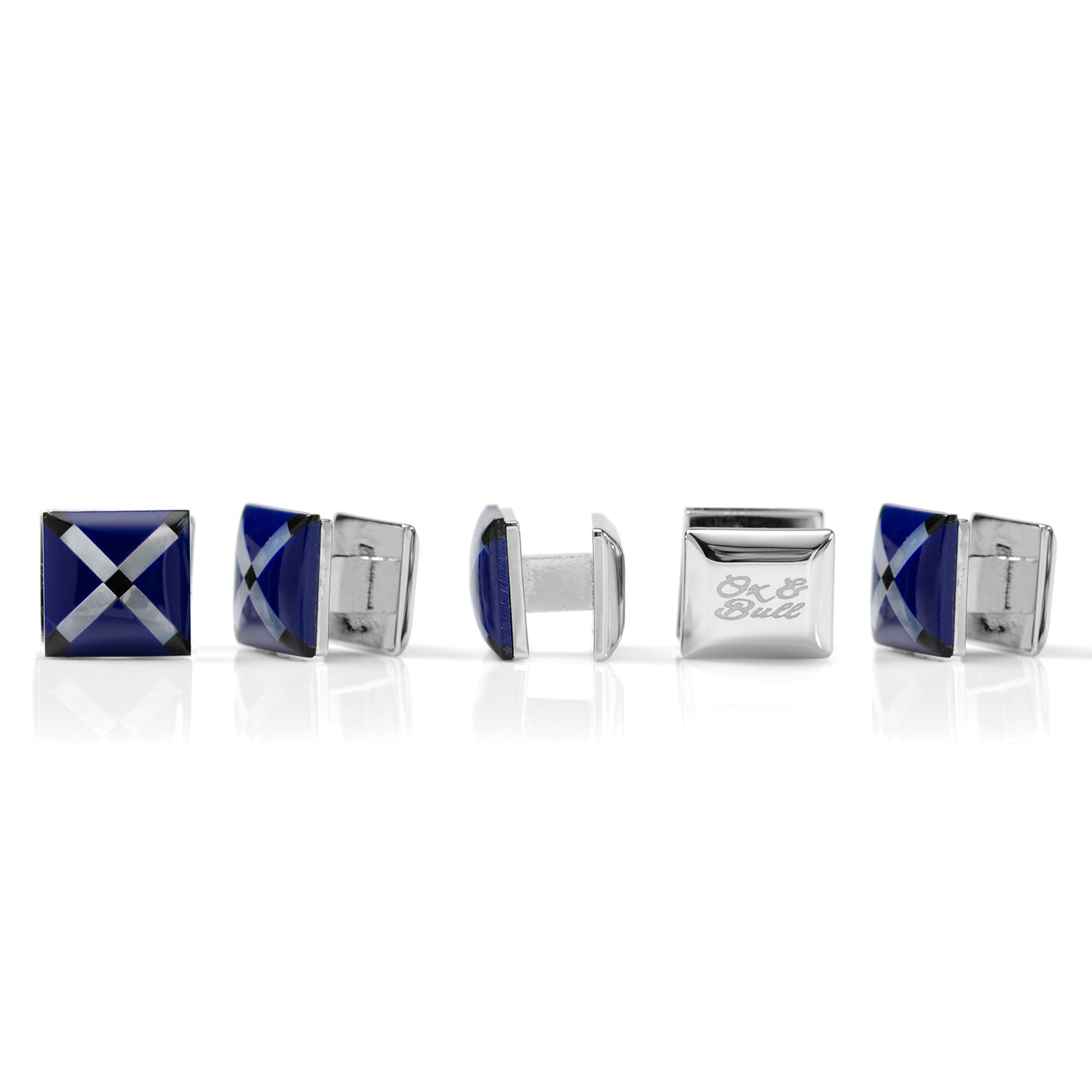  Cufflinks Mother of Pearl Diamond 5-Stud Set - Default Title - Bonton