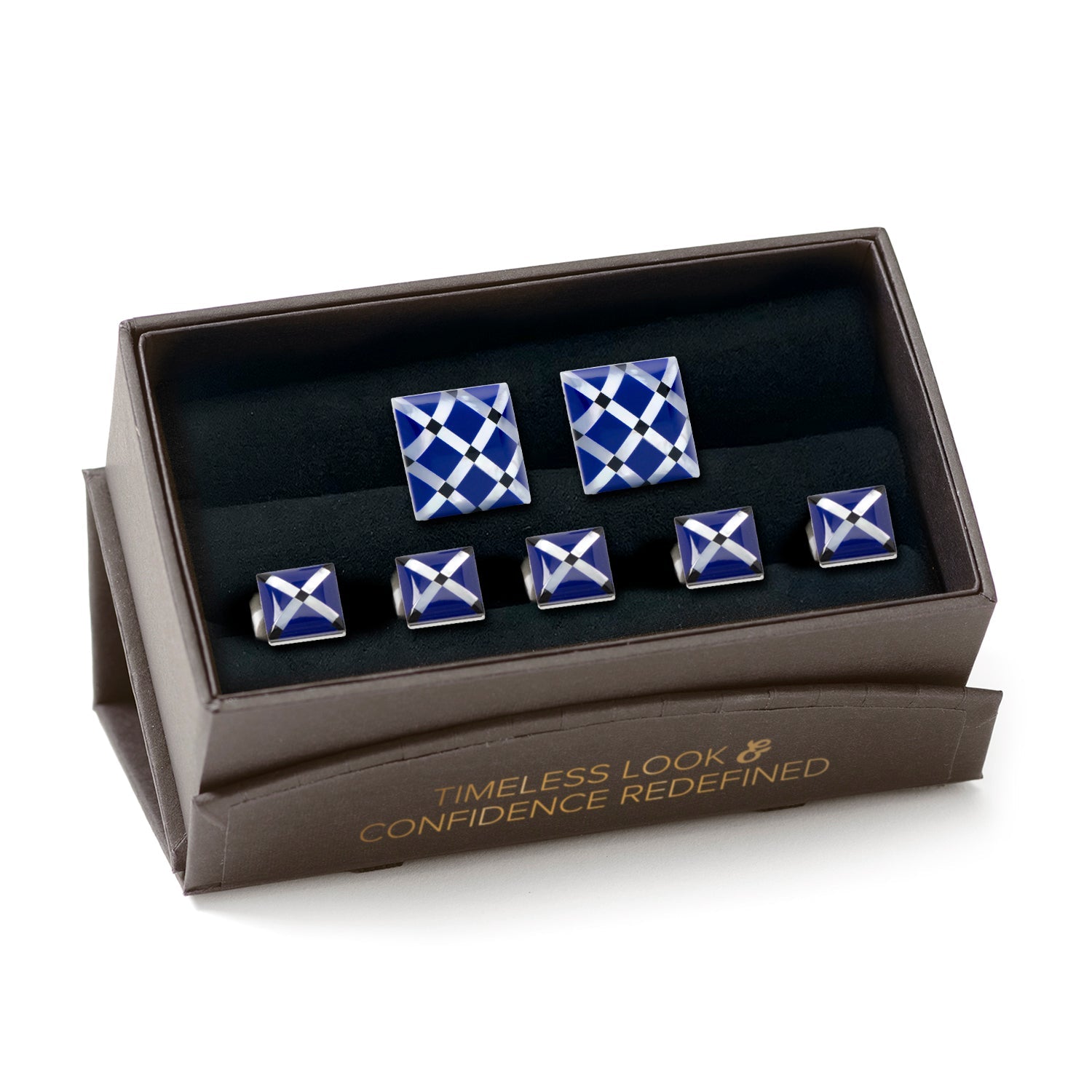  Cufflinks Mother of Pearl Diamond 5-Stud Set - Default Title - Bonton