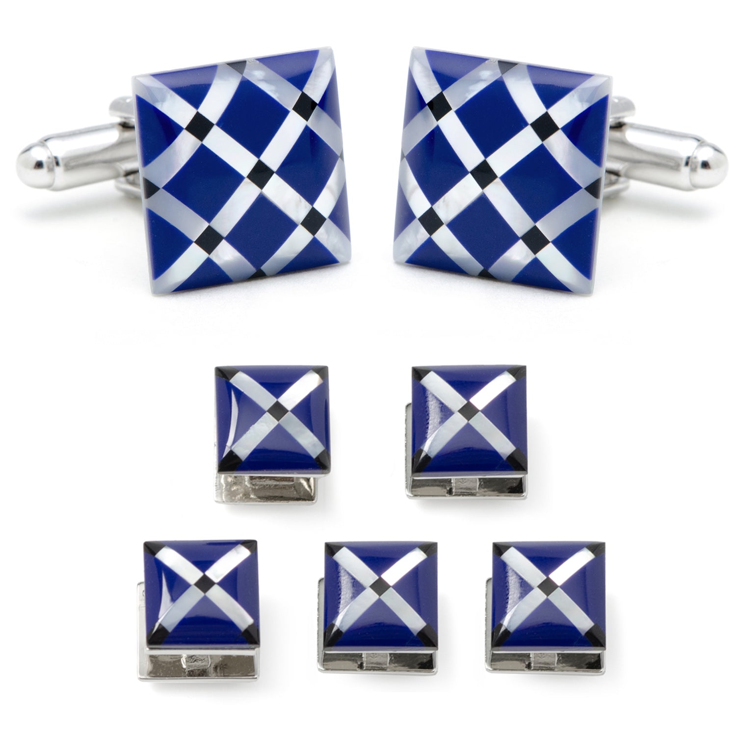  Cufflinks Mother of Pearl Diamond 5-Stud Set - Default Title - Bonton