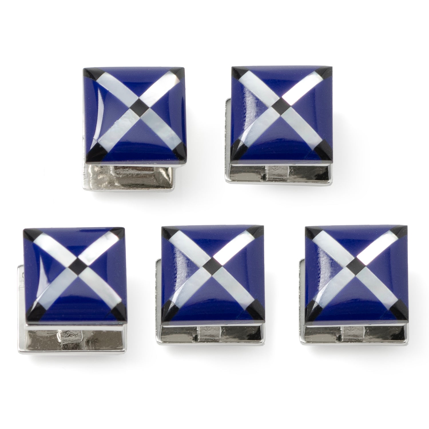  Cufflinks Mother of Pearl Diamond 5-Studs - Default Title - Bonton