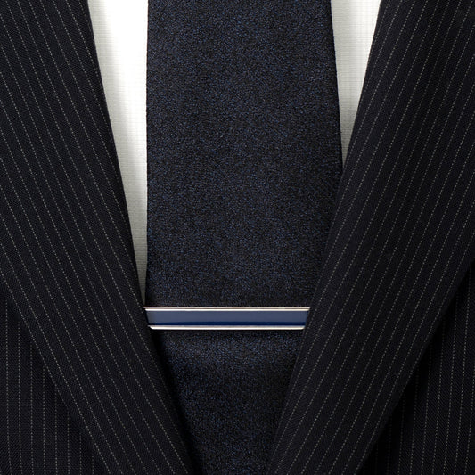 Navy Enamel Inlaid Tie Clip