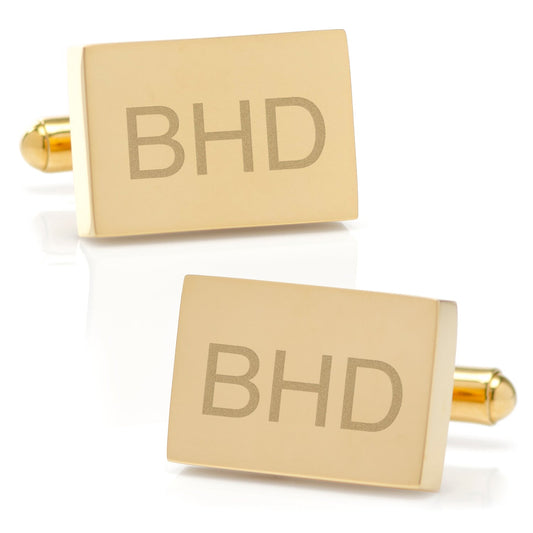 Stainless Steel Gold Plated Block Engravable Cufflinks