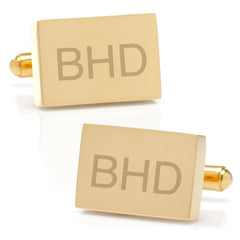 Stainless Steel Gold Plated Block Engravable Cufflinks