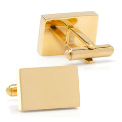 Stainless Steel Gold Plated Block Engravable Cufflinks