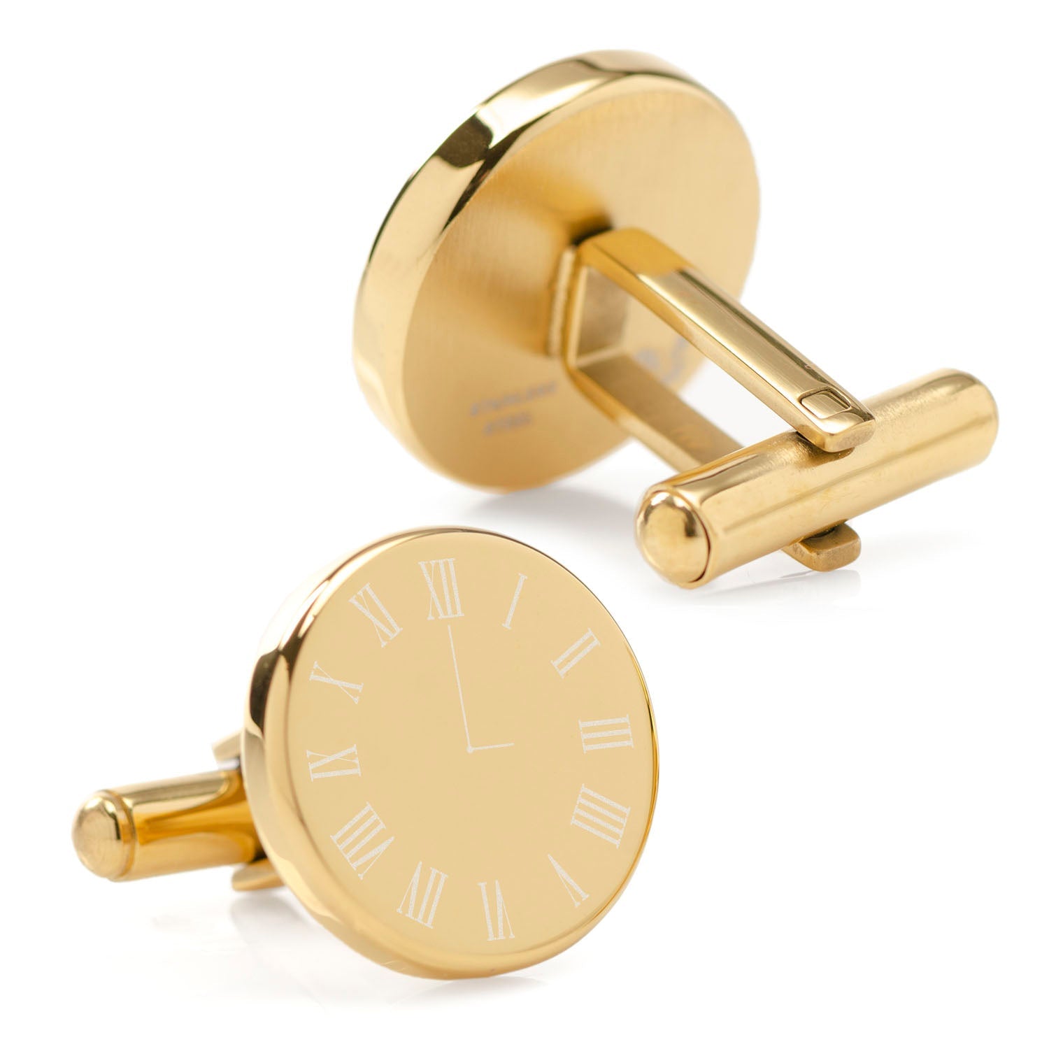  Cufflinks Custom Clock Engravable Gold Cufflinks - Default Title - Bonton