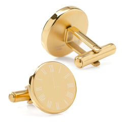 Custom Clock Engravable Gold Cufflinks