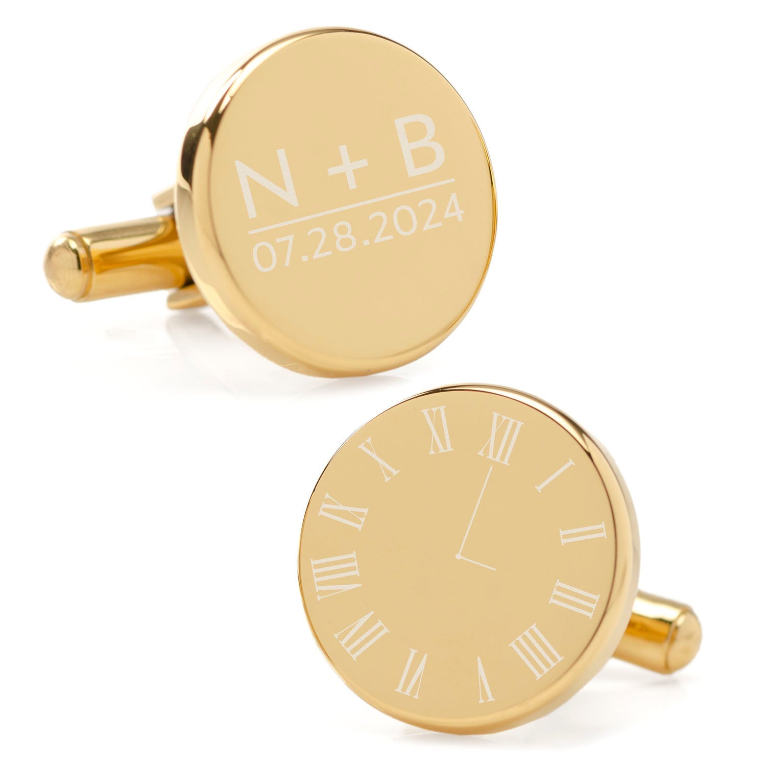  Cufflinks Custom Clock Engravable Gold Cufflinks - Default Title - Bonton