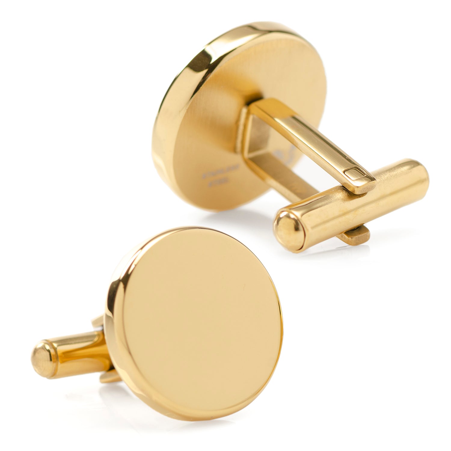  Cufflinks Stainless Steel Round Infinity Gold Engravable Cufflinks - Default Title - Bonton