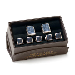 Silver and Sodalite JFK Presidential 5-Stud Set