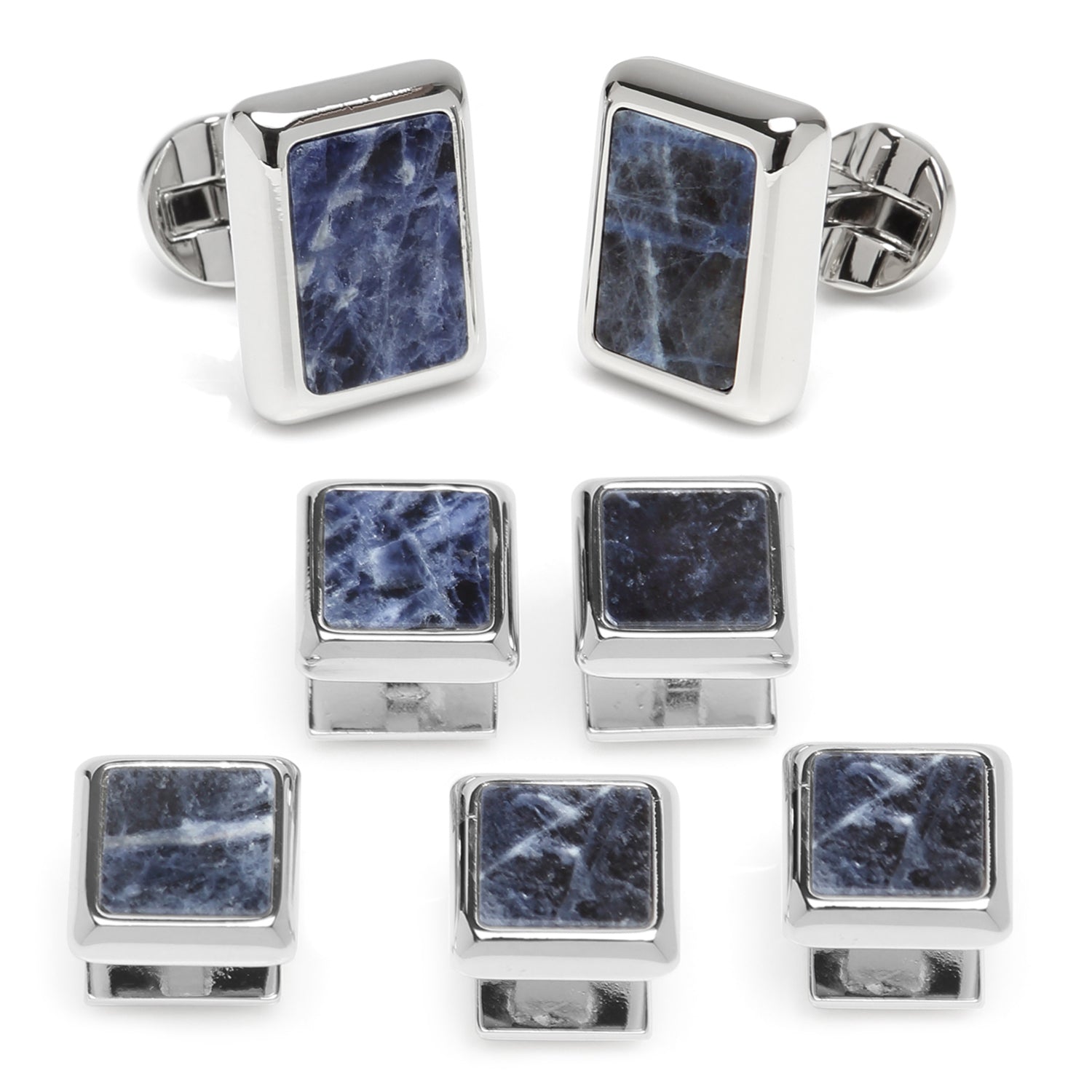  Cufflinks Silver and Sodalite JFK Presidential 5-Stud Set - Default Title - Bonton