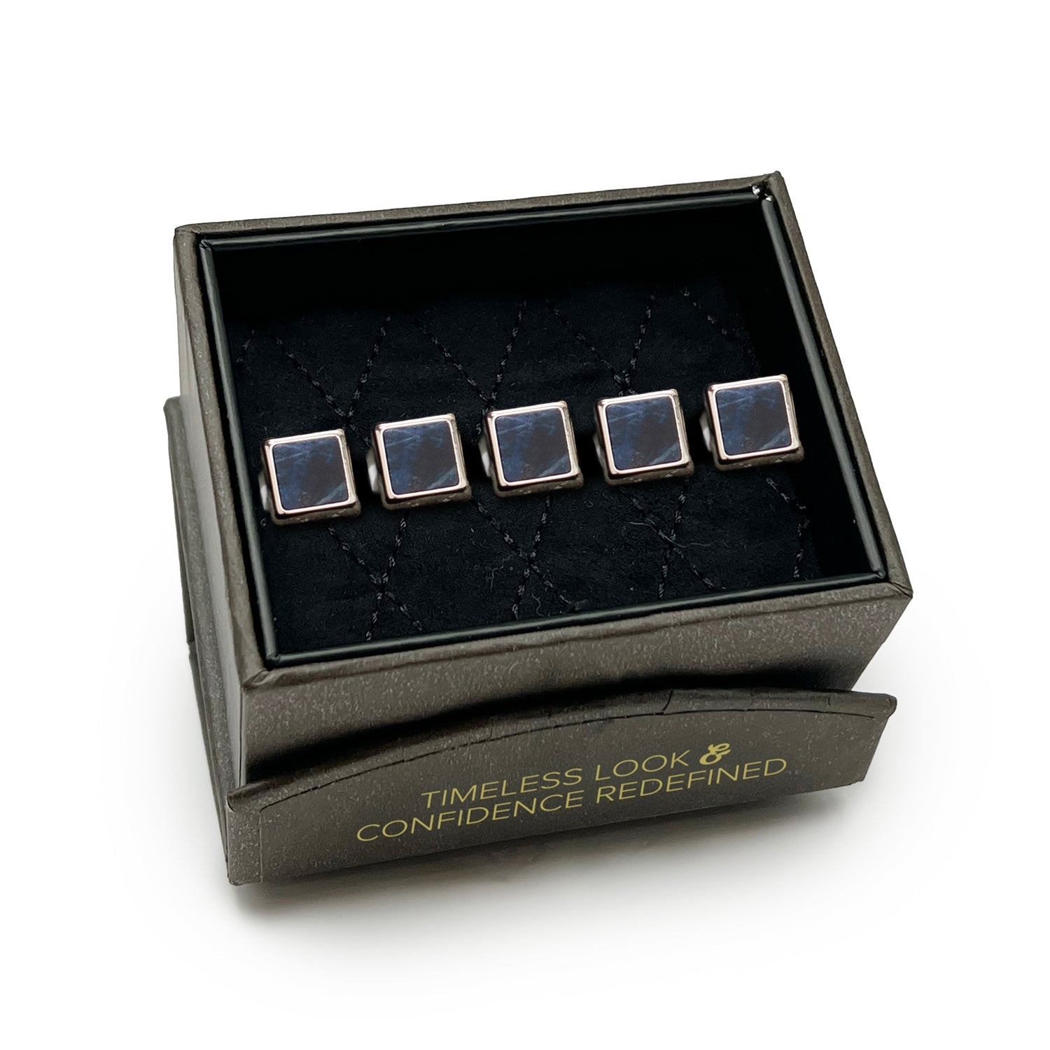  Cufflinks Silver and Sodalite JFK Presidential Studs - Default Title - Bonton