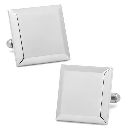 Stainless Steel Beveled Edge Engravable Square Cufflinks