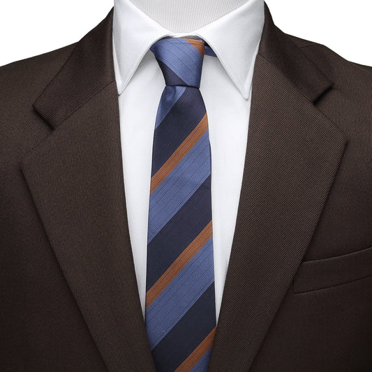 The Andrew Tie (Blue Orange Stripe Men's Tie)