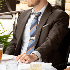 The Andrew Tie (Blue Orange Stripe Men's Tie)