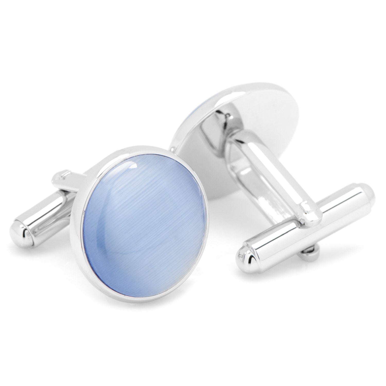  Cufflinks Silver and Blue Catseye Cufflinks - Default Title - Bonton