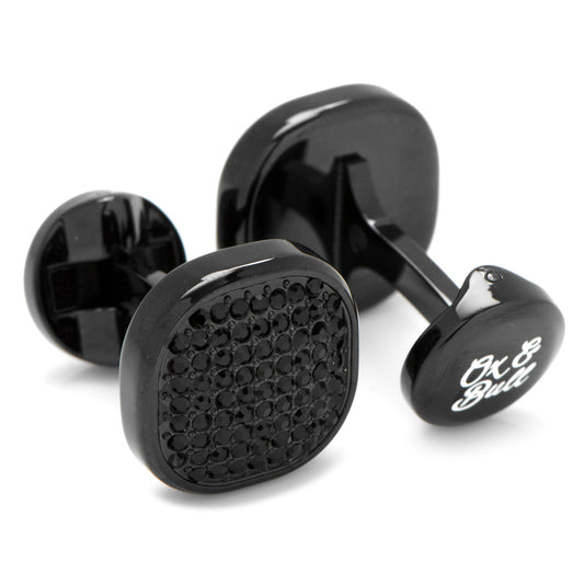 Black Stainless Steel Black Pave Crystal Cufflinks