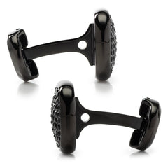 Black Stainless Steel Black Pave Crystal Cufflinks