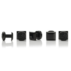 Black Stainless Steel Black Crystal Cufflink and 5-Stud Set