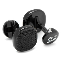 Black Stainless Steel Black Crystal Cufflink and 5-Stud Set